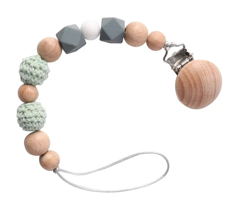 Wood Silicone Baby Pacifier Clip