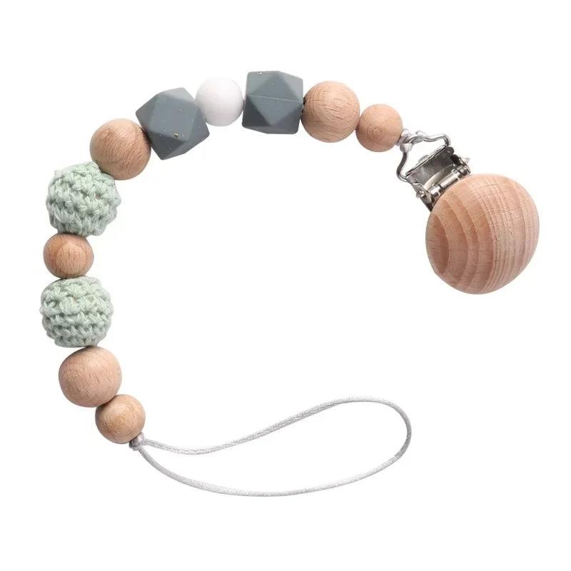 Wood Silicone Pacifier Clip