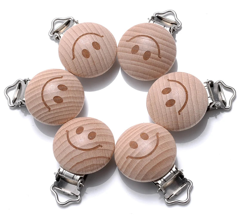 Beech Wooden Pacifier Clips