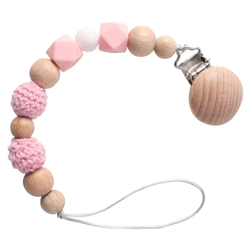 Wood Silicone Pacifier Clip