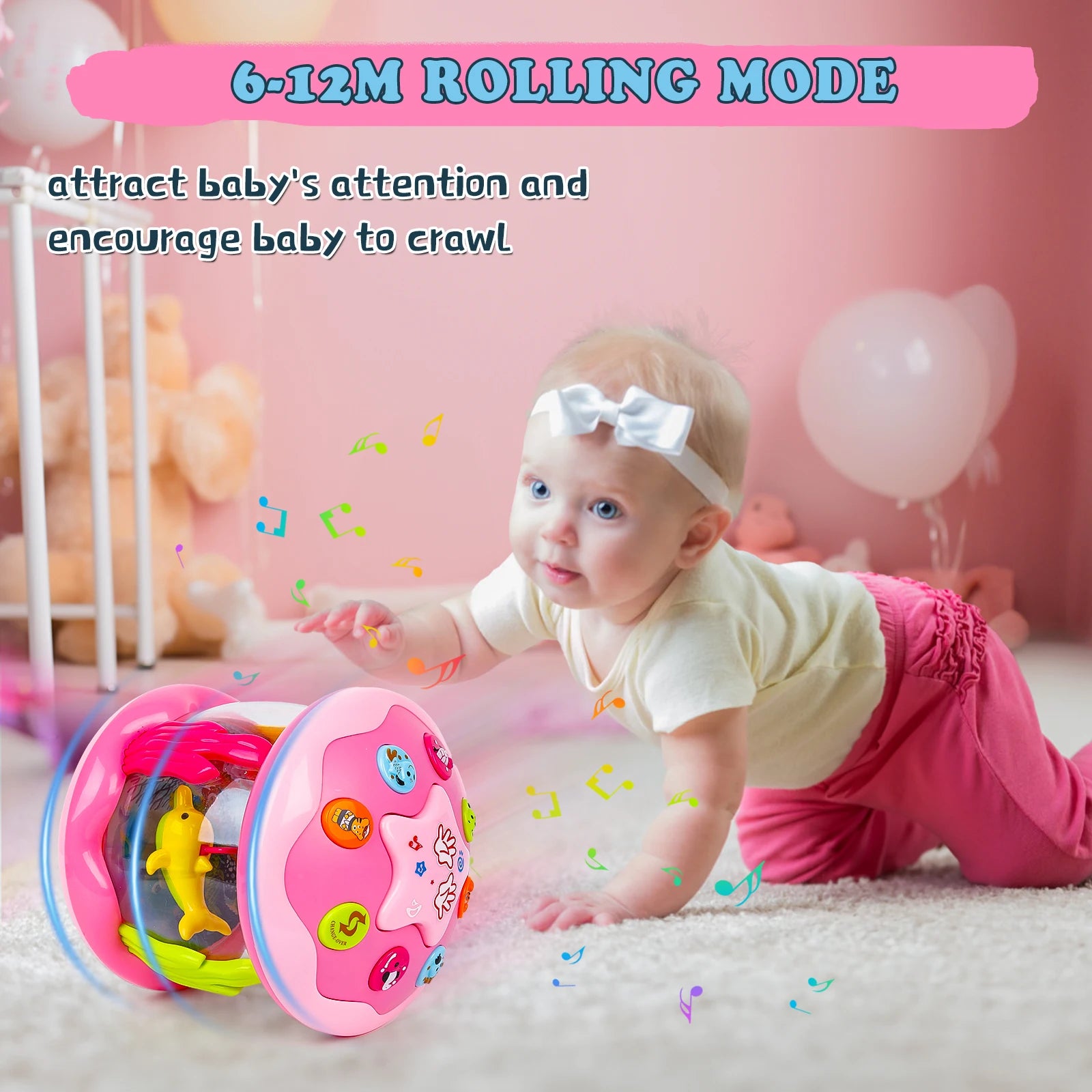 Baby drum toy with colorful ocean visuals