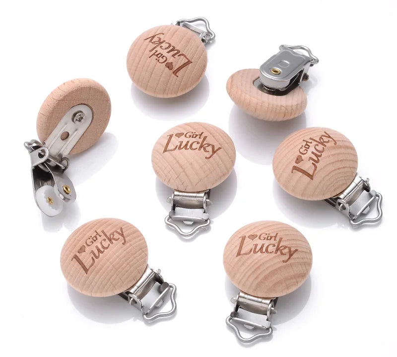 Beech Wooden Pacifier Clips