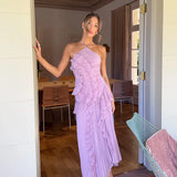 Ruffles Tiered  A Line Backless  Prom Gowns