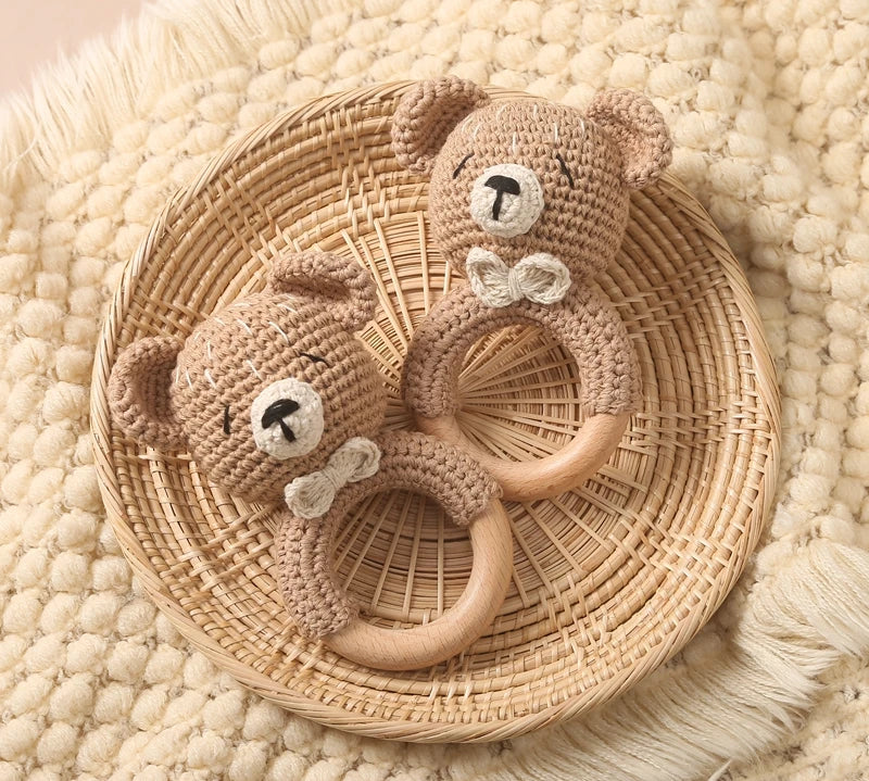 Handmade crochet baby rattle toy for newborns