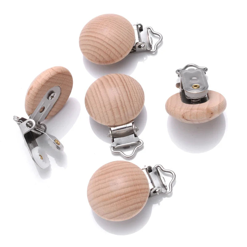Beech Wooden Pacifier Clips