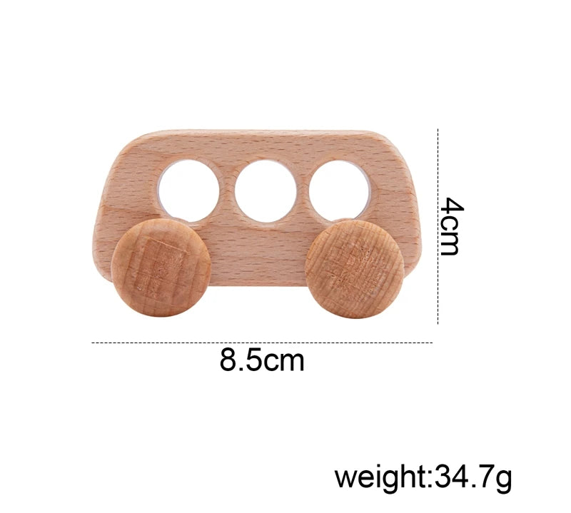 Wooden Cartoon Van Baby Toy