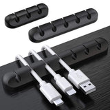 Cable holders for USB, charger, and headphone wires