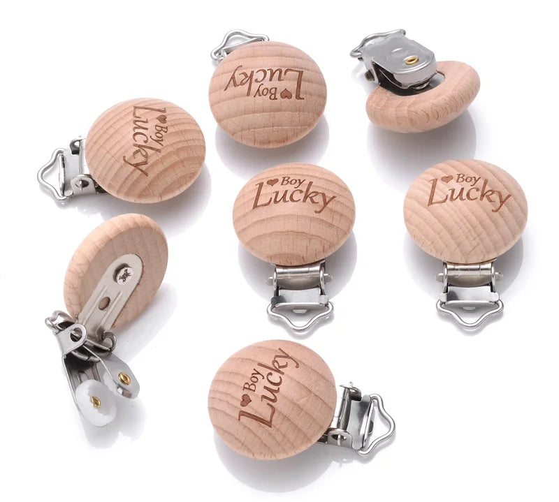 Beech Wooden Pacifier Clips