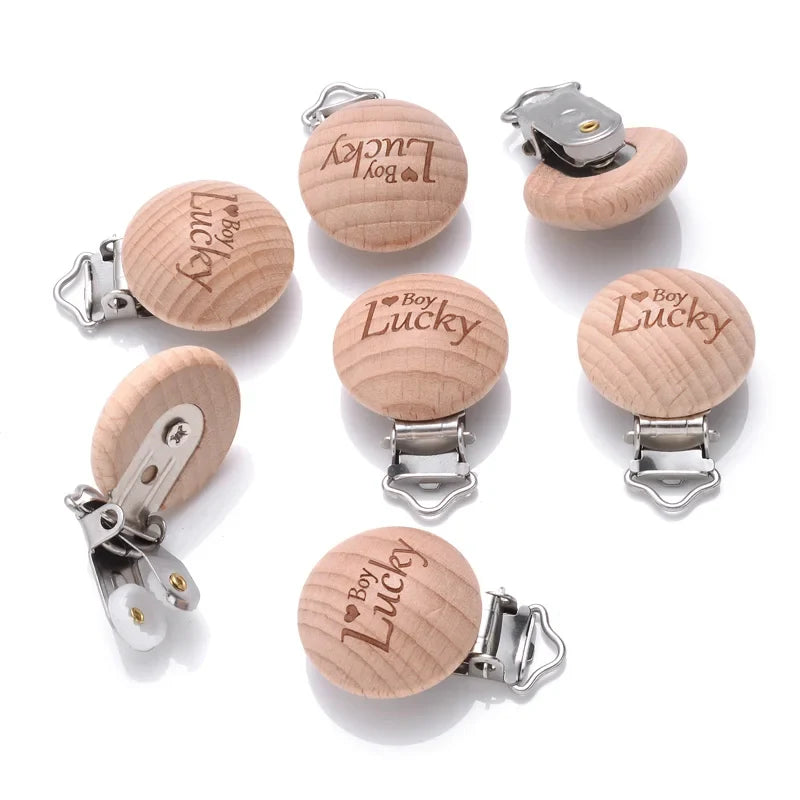 Beech Wooden Pacifier Clips