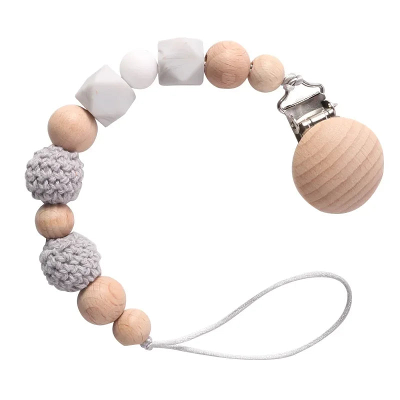 Wood Silicone Pacifier Clip