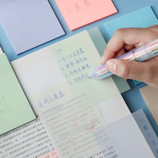 Clear writable sticky notes set for study and office use