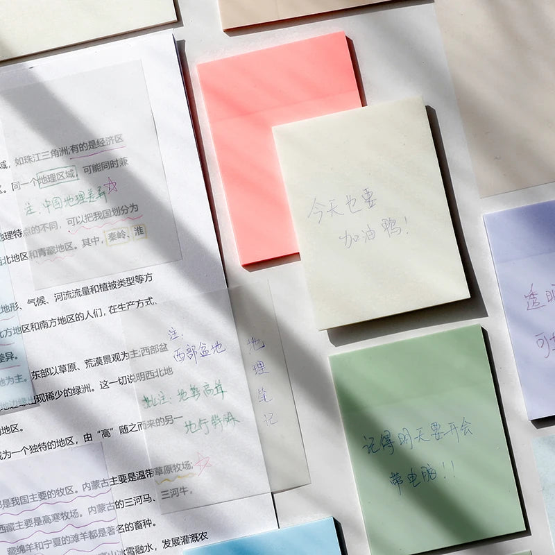 See-through sticky memo pads for annotating documents