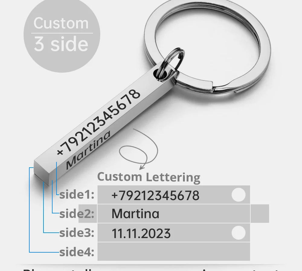 Personalized 3D Bar Keychain