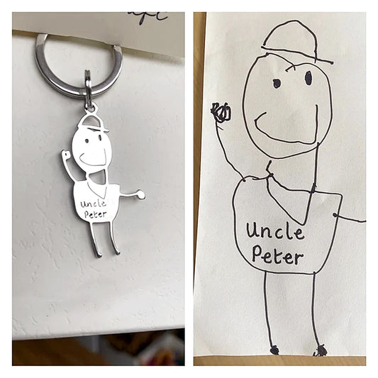 Custom Kids Drawing Keychain