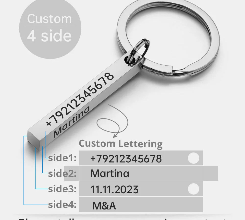 Personalized 3D Bar Keychain