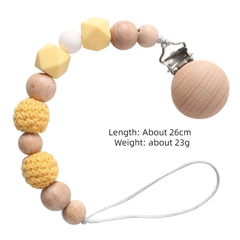 Wood Silicone baby Pacifier Clip