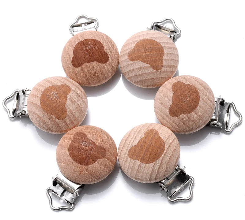 Beech Wooden Pacifier Clips