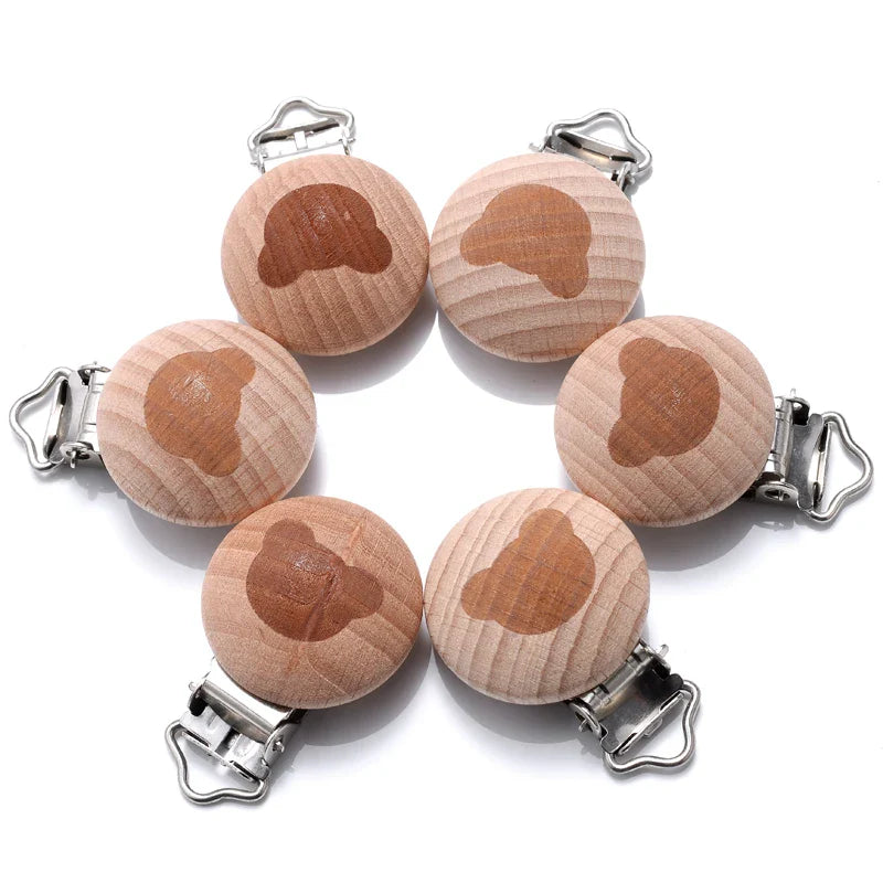 Beech Wooden Pacifier Clips