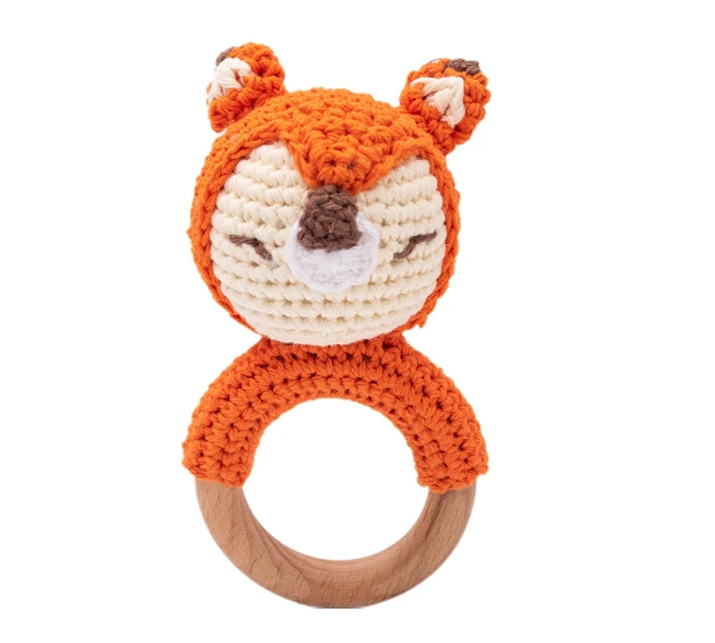 Crochet Bear Rattle Teether Toy