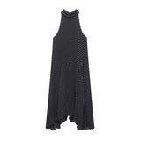 2025 Elegant Polka Dots Halter Ribbons Dress