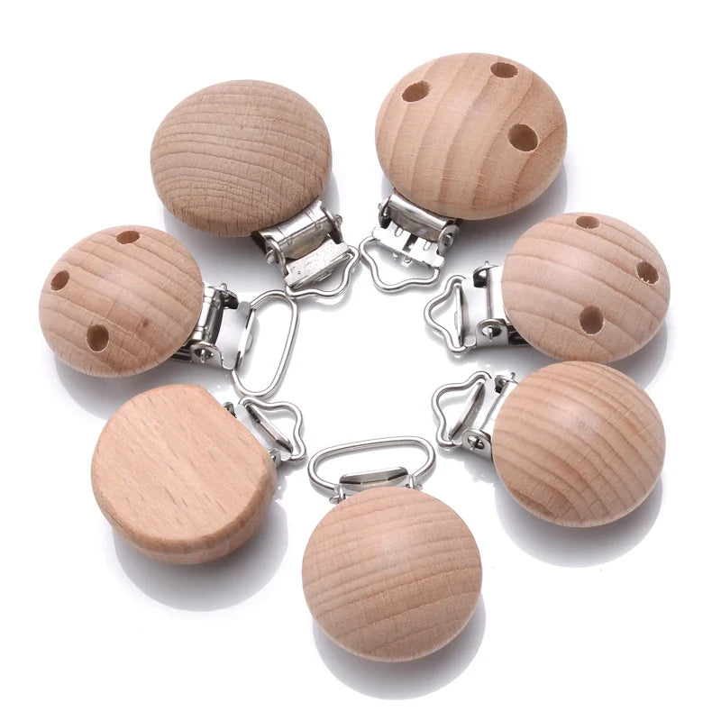 Beech Wooden Pacifier Clips