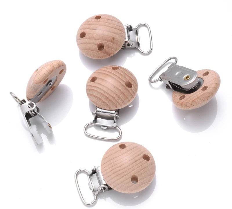 Beech Wooden Pacifier Clips