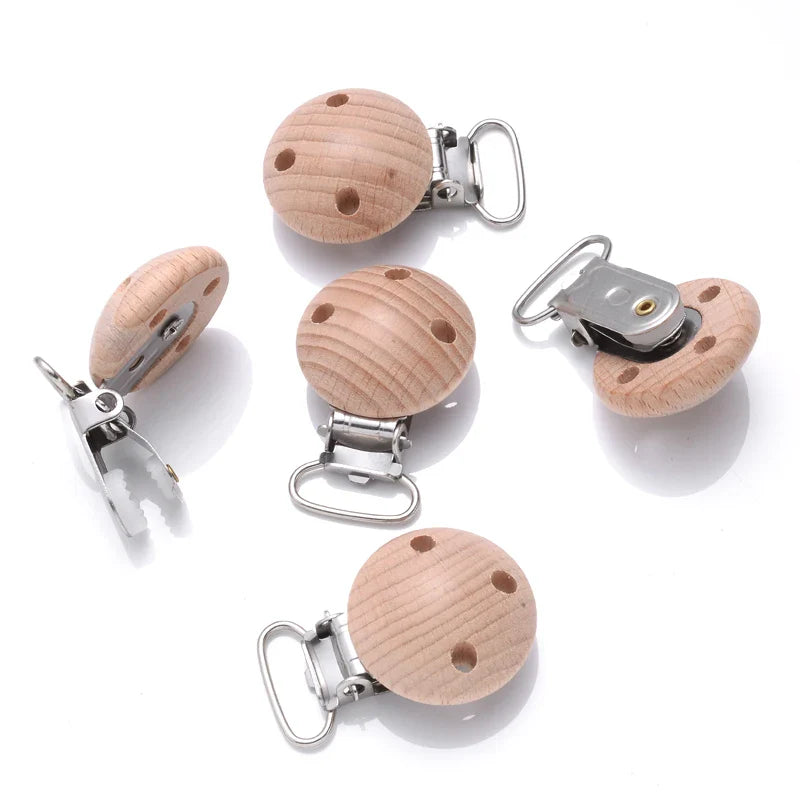 Beech Wooden Pacifier Clips
