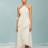 Ruffles Tiered  A Line Backless  Prom Gowns