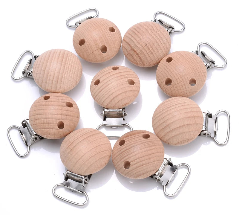 Beech Wooden Pacifier Clips