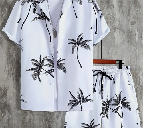 Vacation mood men beach shorts set