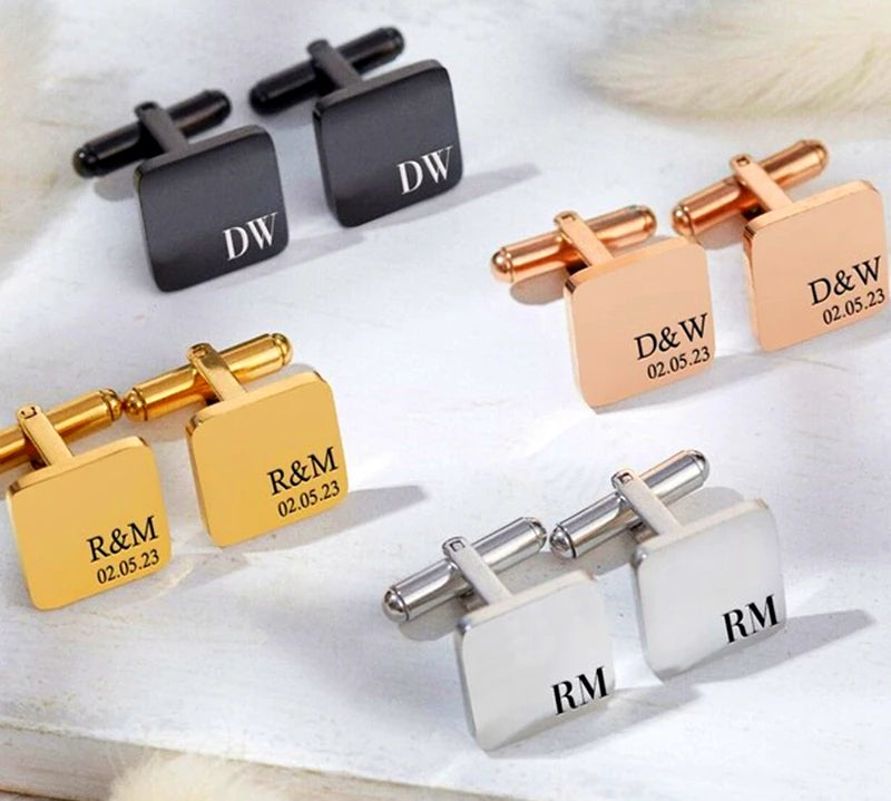 Custom engraved cufflinks for groom wedding gift