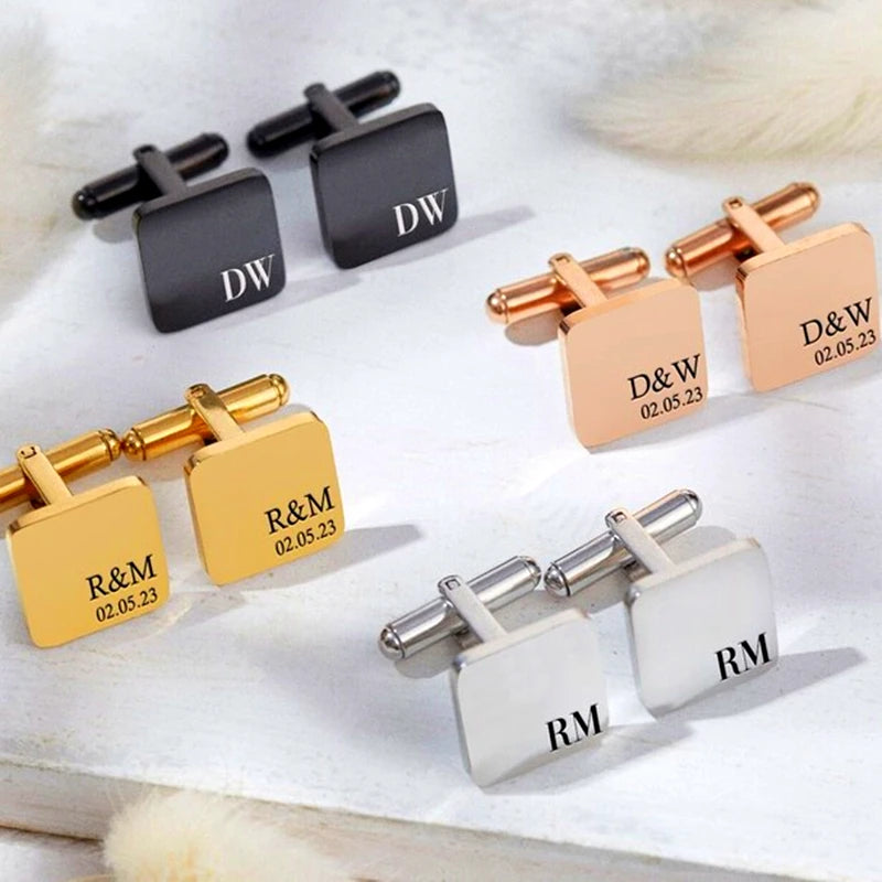 Custom engraved cufflinks for groom wedding gift