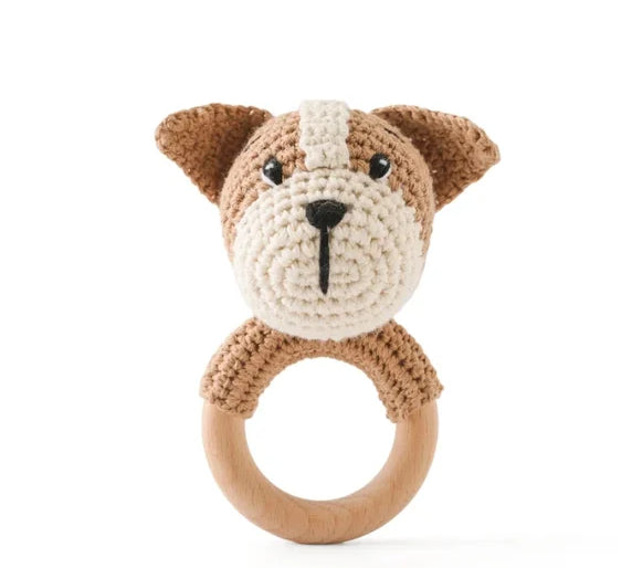 Crochet Bear Rattle Teether Toy
