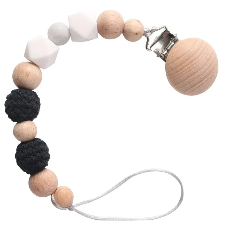 Wood Silicone Pacifier Clip