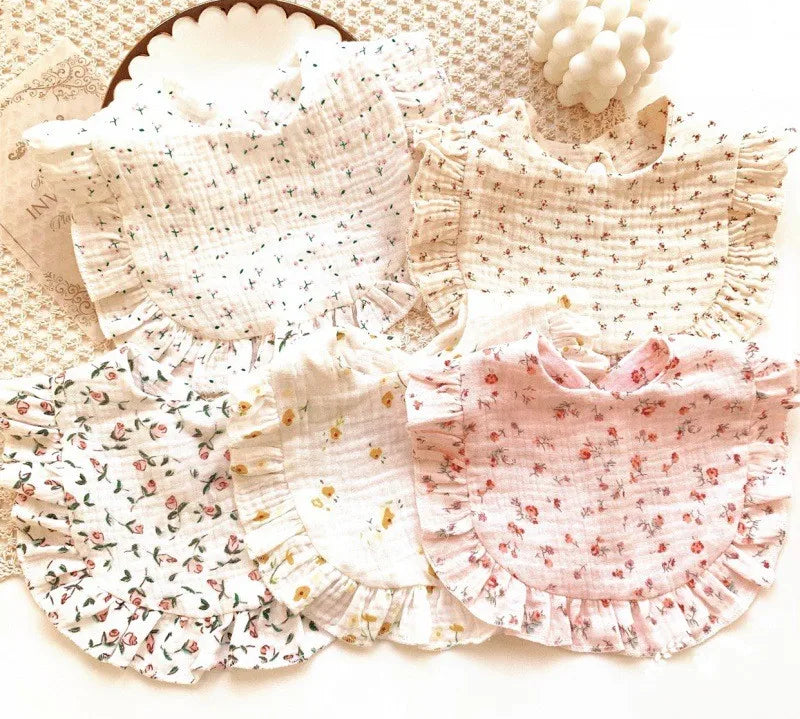 Soft cotton floral bibs for newborns