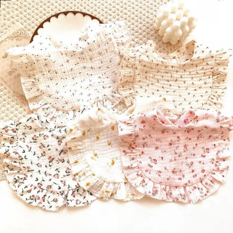 Soft cotton floral bibs for newborns