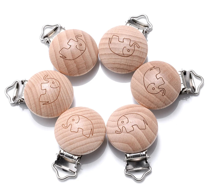 Beech Wooden Pacifier Clips
