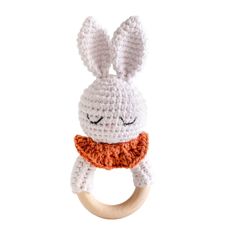 Crochet Bear Rattle Teether Toy