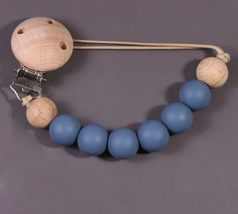Wood Silicone Baby Pacifier Clip