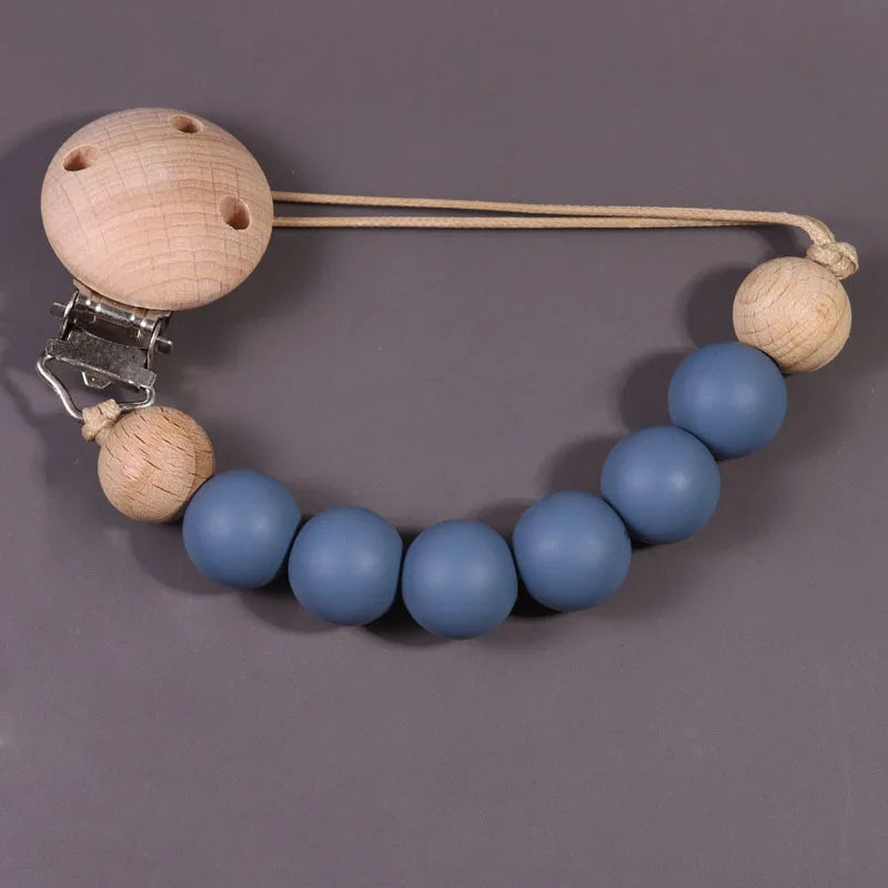 Wood Silicone Baby Pacifier Clip
