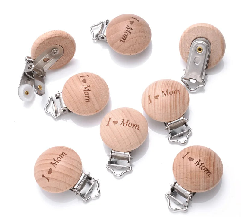 Beech Wooden Pacifier Clips