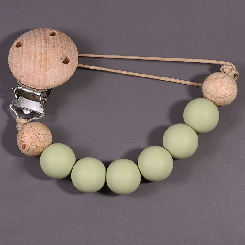 Wood Silicone Baby Pacifier Clip