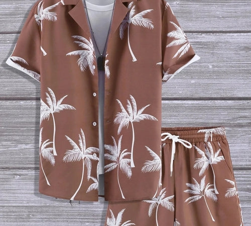 Vacation mood men beach shorts set