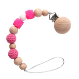 Wood Silicone Baby Pacifier Clip