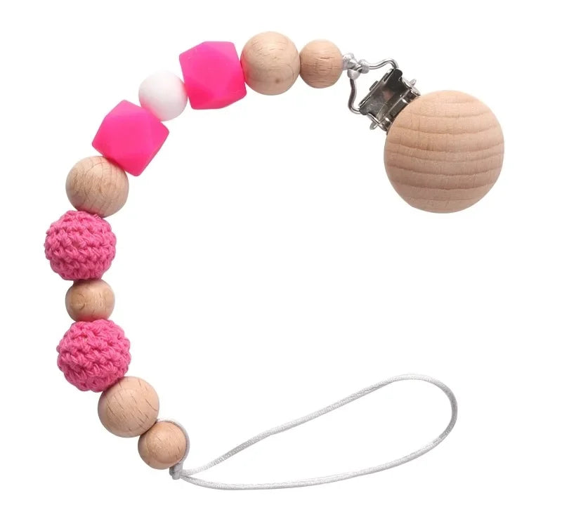 Wood Silicone Baby Pacifier Clip
