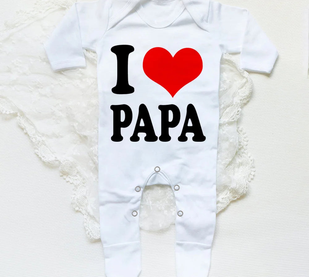 I Love Papa Mama Baby Romper
