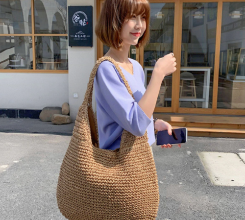 Summer Shoulder Straw Tote