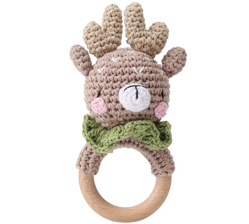 Crochet Bear Rattle Teether Toy
