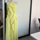 Ruffles Tiered  A Line Backless  Prom Gowns