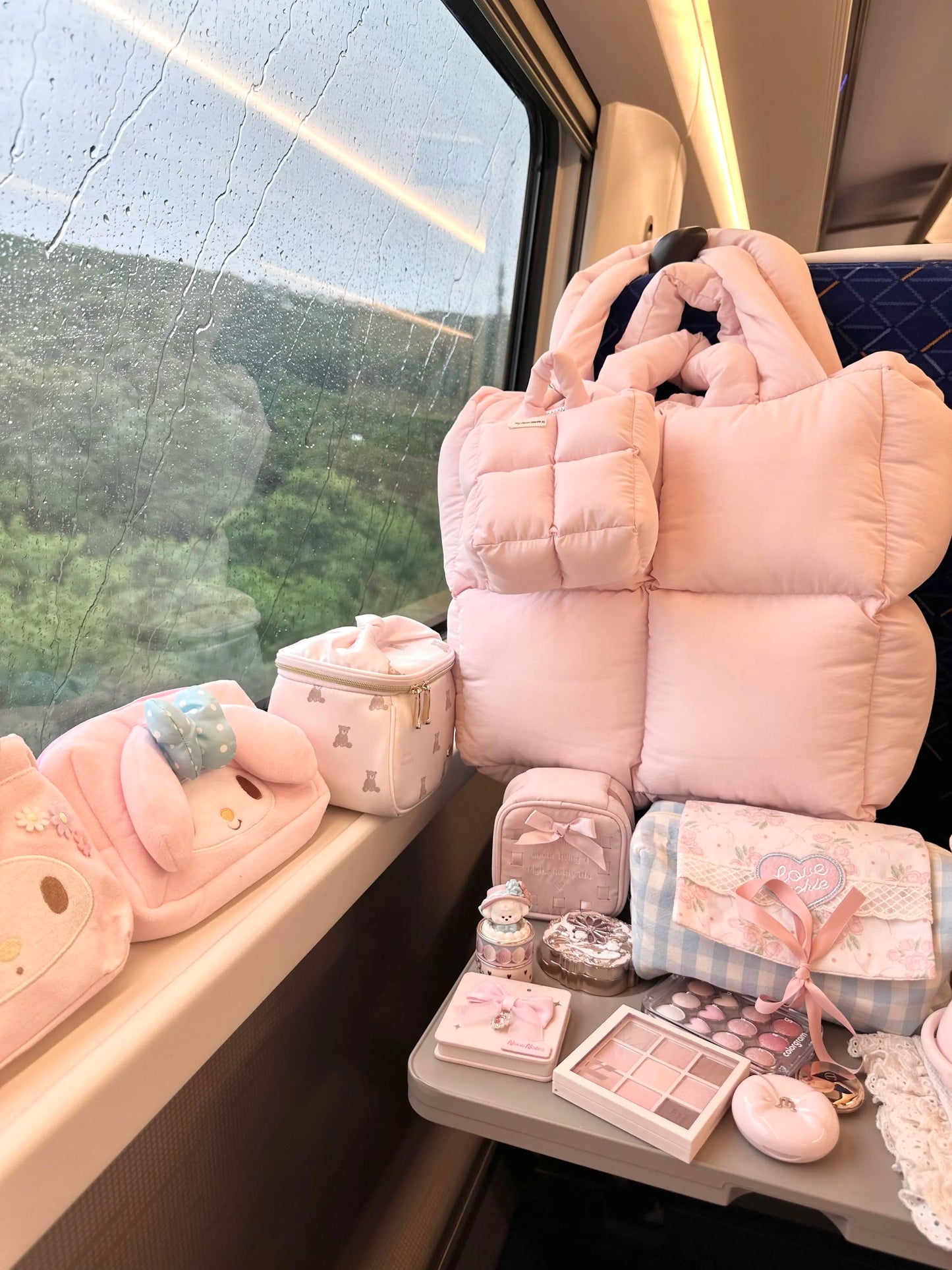 Romantic Pink Cotton Filled oulder Bag | Large Capacity down Jaet Handbag